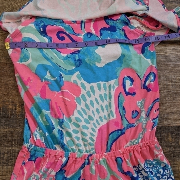 LILLY Pulitzer Klea Romper in Coral Reef I'm So Jelly Shorts - Picture 4 of 9